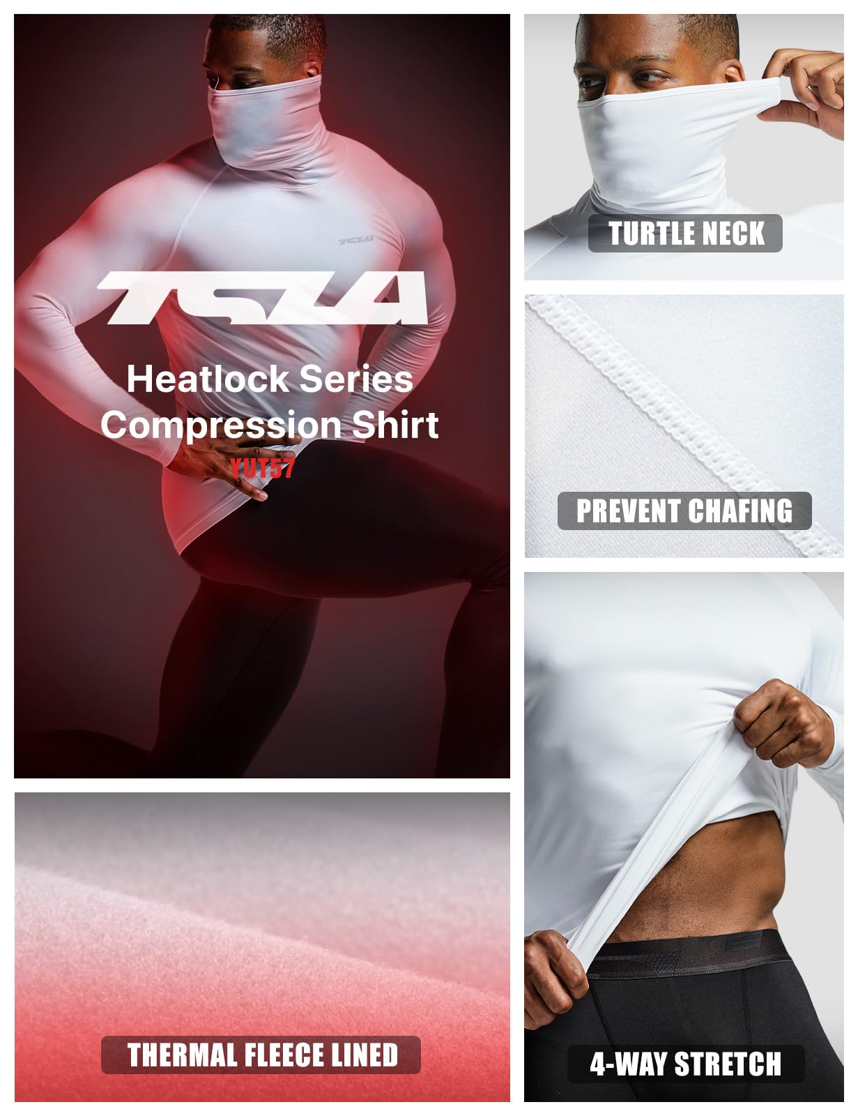TSLA Men's Thermal Long Sleeve Compression Shirts, Mock/Turtleneck Winter Sports Running Base Layer Top - Image 5