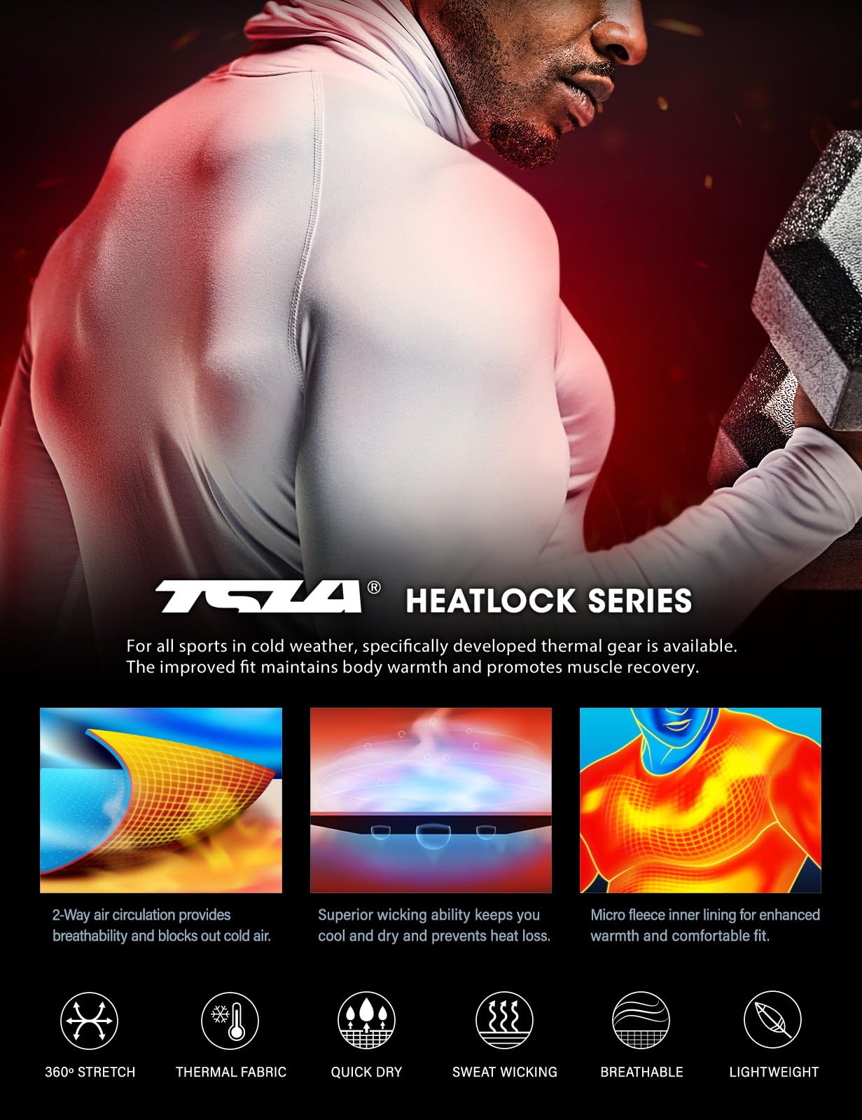 TSLA Men's Thermal Long Sleeve Compression Shirts, Mock/Turtleneck Winter Sports Running Base Layer Top - Image 6
