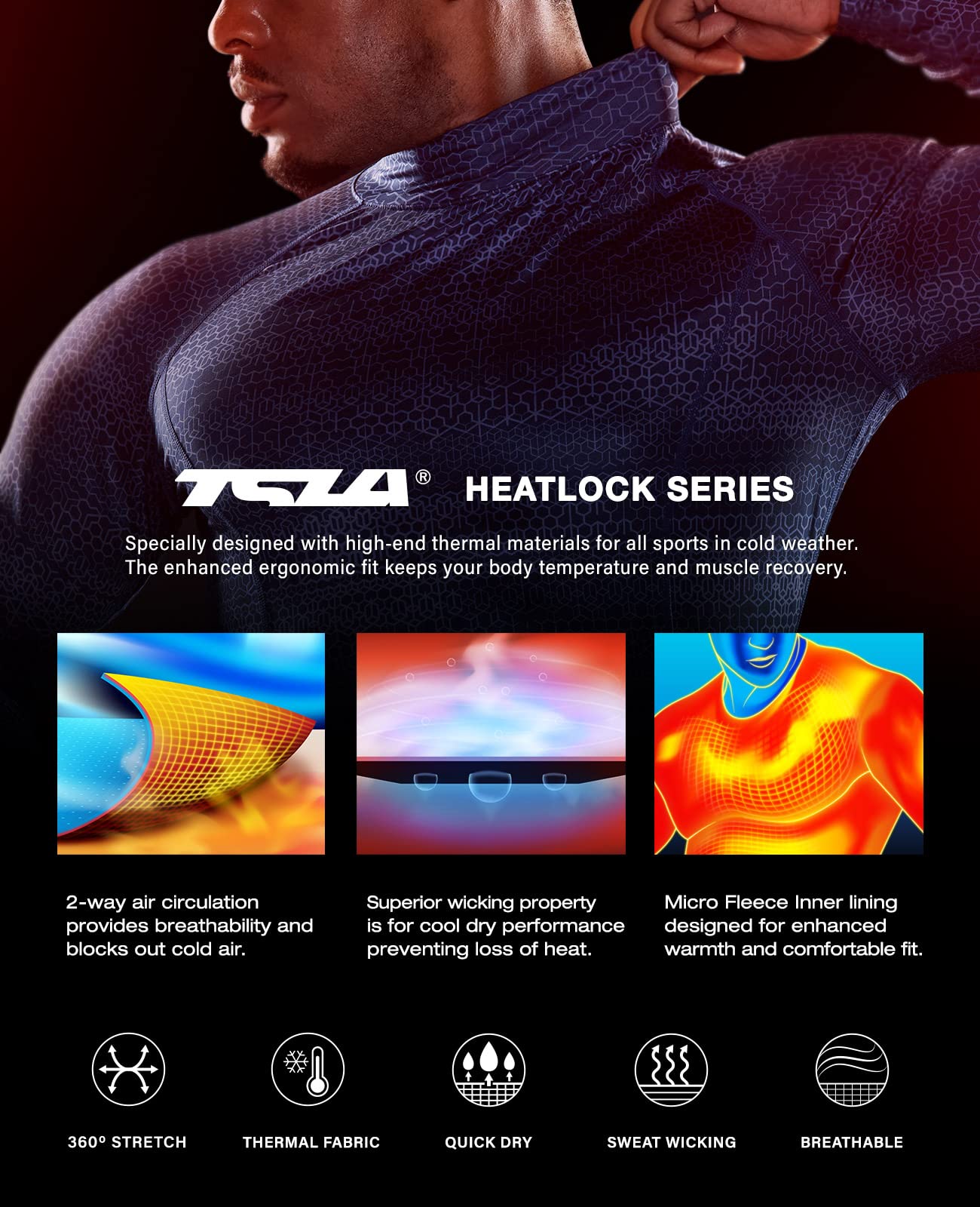 TSLA Men's Thermal Long Sleeve Compression Shirts, Mock/Turtleneck Winter Sports Running Base Layer Top - Image 7