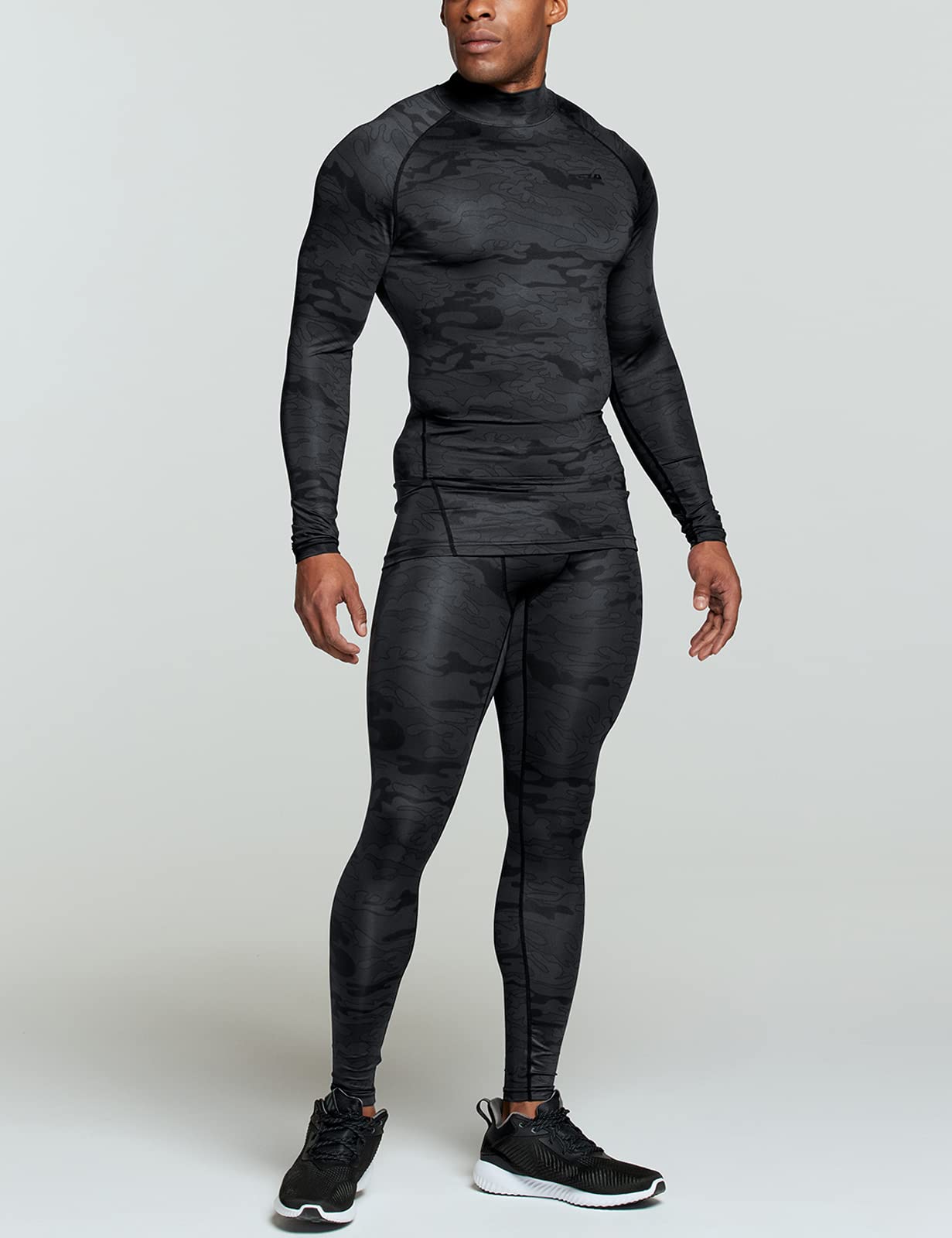 TSLA Men's UPF 50+ Mock Long Sleeve Compression Shirts, Athletic Workout Shirt, Base Layer for Water Sports - Image 3